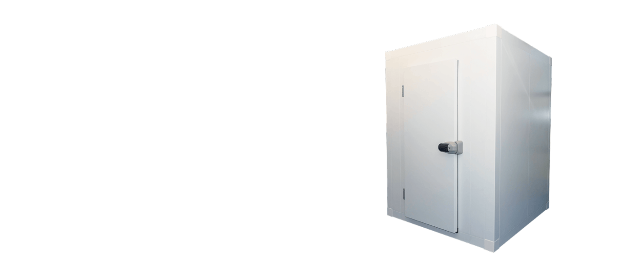 Chambre froide modulaire blanche avec porte battante